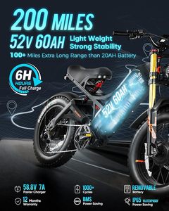 Scooter Eléctrico de Alta Velocidad (160 km/h), Largo Alcance, Motor de 52V en la Rueda Trasera, Cuadro de Acero, Control por Aplicación, Doble Suspensión, 7 Velocidades, ¡Oferta! - Product Image 5
