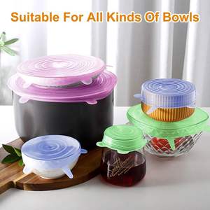 Juego de 6 Cubiertas de Silicona para Conservar Alimentos, Cubiertas de Silicona de Grado Alimenticio que se Pueden Estirar para Sellar Frutas y Verduras - Product Image 6