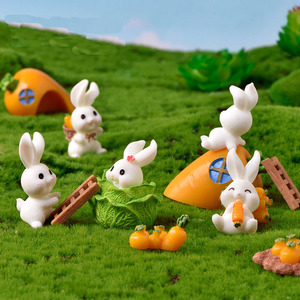 Decorazione Paesaggistica in Miniatura Rabbit Paradise, Adorabile Casa per Conigli con Cartone Animato di Coniglio Carota, in Resina per Giardino - Product Image 2