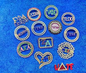 Trâm cài áo hình chữ cái Hy Lạp Sigma, đính đá pha lê, ngọc trai, men, logo tùy chỉnh của hội chị em Legacy Sorority Sister DST SGRHO AKA Shield - Product Image 6