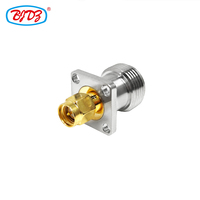 Factory Supply N-Type Female Jack to SMA Male Plug 4-Hole Flange 17.5*17.5 mm Chassis Mount Solder Coaxial Connectors Adapters