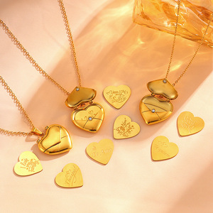 HOVANCI Women's Trendy New Personalised Couple Gift <strong>Jewelry</strong> Valentine's Day Forever <strong>Love</strong> Blank Heart Stainless Pendant Necklace - Product Image 2