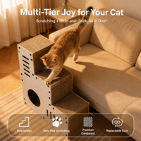 Arbre à chat et lit vertical en carton ondulé avec échelle d'escalade - Écologique, durable, anti-déchirure, montage facile, toutes saisons