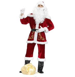 2024 क्रिसमस लक्जरी मखमली सांटा सूट सेट 9 पीसी प्लस आकार वयस्कों के लिए - Product Image 2