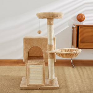 Cage pour chat en bois massif écologique avec griffoir en sisal, cadre en sisal, jouet pour litière, grattoir, arbre, doublure en peluche acrylique, pour chats <span class=keywords><strong>de</strong></span> grande taille - Product Image 2