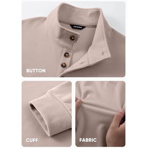 Pull-over à manches longues à col montant pour hommes, décontracté, léger et tricoté, en polaire thermique - Product Image 1