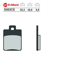 ผ้าเบรกมอเตอร์ไซค์ R-Attack S063CS ขนาด 35.3x48.8x6.9 มม. คาร์บอนเซรามิก สำหรับล้อหน้าและล้อหลัง ได้รับการรับรองมาตรฐาน R90 - Product Image 1