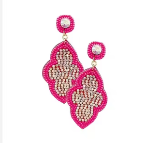 Pendientes de aro de cuentas de semillas hechos a mano a la moda, pendientes bordados con cuentas, ropa de fiesta bonita para mujeres y niñas - Product Image 4