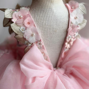 פניני תחרה מחורורבת פרח חתונה שמלת ילדת ילדים מסיבת יום הולדת אופנה - Product Image 6