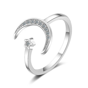 Custom Hot Selling Japan Luxury Sterling Silver Finger <strong>Rings</strong> Stars Heart Flower Crown Rhinestone <strong>Moonstone</strong> <strong>Ring</strong> for Women - Product Image 1