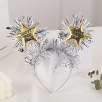 Bandeau créatif étoile à cinq branches en or et argent brillant Accessoires photo de fête du Nouvel An de petite taille avec décorations emballées dans un sac
