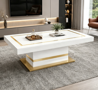 Table basse rectangulaire en miroir blanc et or, finition miroir, table centrale pour salon moderne, villa, hôtel, mobilier