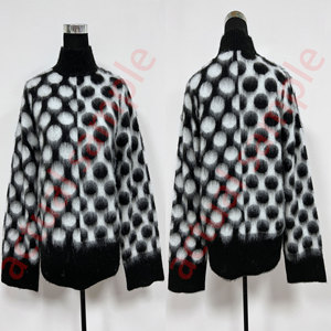 Maglione Morbido a <span class=keywords><strong>Pois</strong></span> da Donna, Collo Alto, in Mohair, <span class=keywords><strong>Maglia</strong></span> Soffice e Pelosa, Pullover Bianco e Nero, Abbigliamento Invernale di Tendenza - Product Image 5