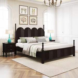 Letto Matrimoniale Vintage in Legno Massello Stile Italiano, Lusso Moderno per Camera da Letto Principale, con Tende, Stile Anna Affumicato, per Matrimoni e Principesse - Product Image 4