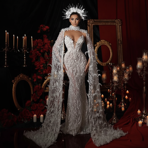 Vestidos de Noche Elegantes de Diseñador, con Cuentas, de Lujo, Formales, Silueta Sirena, Largos hasta el Suelo, Transpirables, Sostenibles, Hechos a Mano, Tallas Grandes - Product Image 2