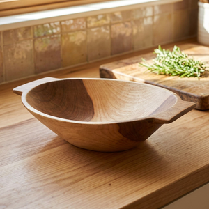 Natural Crafts Acacia Wood Polished Vintage Eco-Friendly Food Serving <b>Bowl</b> Decorative Centerpiece Table Countertop Party Fruits - Product Image 1