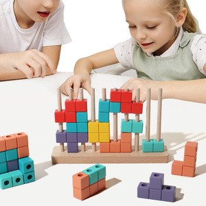 Jouet de construction géométrique 3D en <span class=keywords><strong>bois</strong></span> pour enfants d'âge préscolaire, jouet éducatif STEM, blocs de construction à assembler - Product Image 2