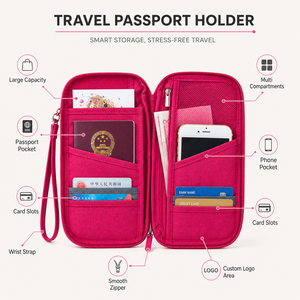 Porta Pasaportes <span class=keywords><strong>de</strong></span> Viaje RFID con Logotipo Personalizado, Cartera Impermeable <span class=keywords><strong>de</strong></span> Oxford con Múltiples Bolsillos, Organizador <span class=keywords><strong>de</strong></span> Pasaportes con Correa para la Muñeca - Product Image 2