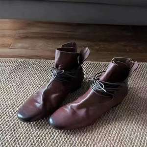 Botines Chelsea de Piel Vacuna con Cordones Estilo Retro Británico, Punta Redonda, Ajuste Delgado, Tacón Grueso, Versátiles para Uso Diario, para Mujer - Product Image 3