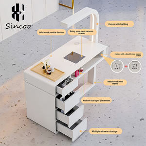 Luxury <b>Nail</b> Table Double Two-seater Offer Metal Professional Custom Modern Salon Furniture Manicure Table - Product Image 5