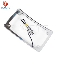 Support de cadre de plaque d'immatriculation à rayon incurvé pour moto, garde-boue arrière avec lumière LED pour Harley Softail Touring Dyna Sport Glide, 4x7 pouces