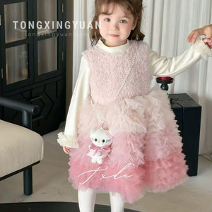 Girls Fleece Lined Tutu Dress Long Sleeve Breathable Princess Dress For Baby Girls Autumn Winter Korean Style - Product Image 1