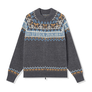 Maglione da <span class=keywords><strong>Donna</strong></span> <span class=keywords><strong>con</strong></span> <span class=keywords><strong>Zip</strong></span> e Motivo Nordico - Top Casual Trendy per Tutti i Giorni - Product Image 1