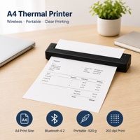Imprimante portable A4 Imprimante thermique sans encre 210 mm Imprimante sans fil Compatible avec Android IOS Ordinateur portable