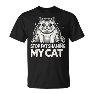 Camiseta con diseño de gatos gorditos y rellenitos, unisex, talla para adultos, Stop Fat Shaming My Cat - Product Image 1
