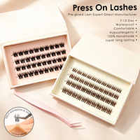 Faux cils demi-œil à bande extensible, style Manga, pré-collés, 100% faits à la main, imperméables, courbure personnalisée, vente en gros Royaume-Uni, France, Italie, Europe