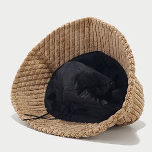 Azov Custom Logo Wholesale Spring <strong>Bucket</strong> <strong>Hat</strong> Winter Stripes Corduroy Fisherman <strong>Hat</strong> Female Outdoor Street <strong>Fashion</strong> <strong>Bucket</strong> <strong>Hat</strong> - Product Image 3