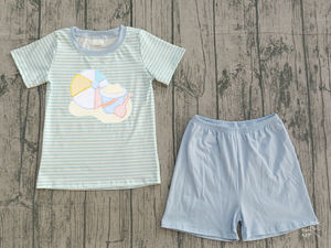 Ensemble de vêtements pour bébé garçon, style boutique personnalisé BSSO1741, thème poisson bleu marine, tenues d'été, vente en gros - Product Image 2