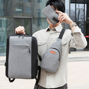 Conjunto de mochila para ordenador portátil de 3 piezas, duradera, informal, de gran capacidad, con cierre de cremallera impermeable, forro de poliéster - Product Image 6