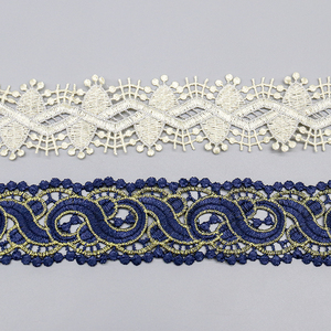 Thân thiện với môi nước hòa tan ren vải-màu xanh hải quân polyester thêu TRIM bán số lượng lớn - Product Image 4