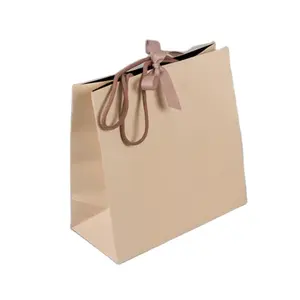 ถุงกระดาษคราฟท์รีไซเคิลโลโก้ที่กำหนดเองคราฟท์ Pas Cher ช้อปปิ้งของขวัญแต่งงานกระเป๋า Bolsa De Papel ถุงกระดาษคราฟท์