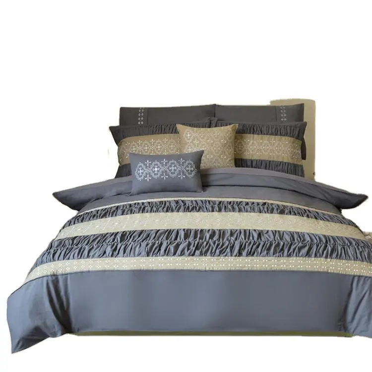 Europeo soffice ricamo culla Set personalizzato modello solido tessuto per camera da letto o soggiorno festivo per natale