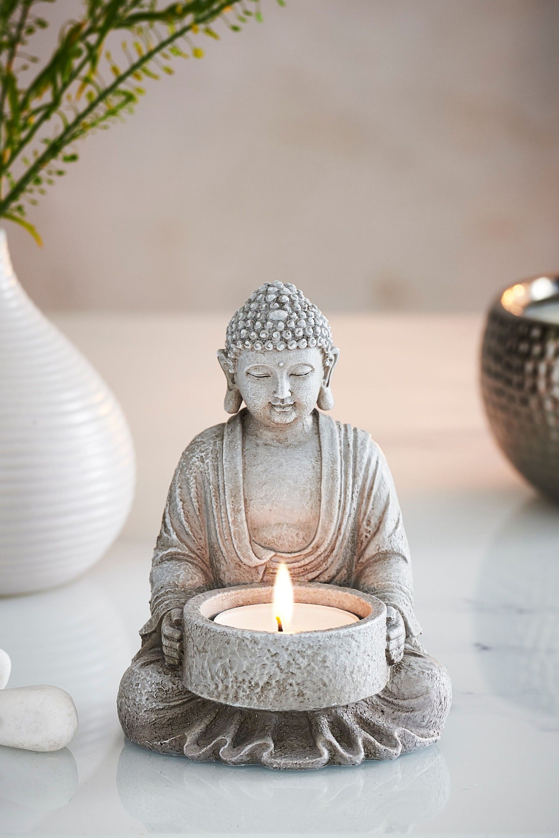 Resin Zen Buddha Tealight Candle Holder - Handmade Buddhism