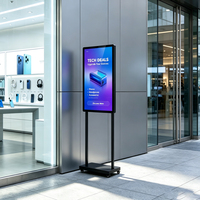 Pantalla LCD Móvil de Doble Poste para Señalización Digital, Kiosco Móvil con Ruedas para Publicidad Comercial en Interiores, para Promoción en Centros Comerciales