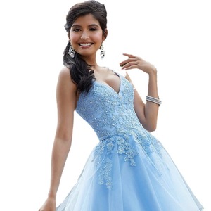 Cocktail Dress Women V Neck A Line Tulle Empire Waist Short Floral Print Party Dress 2026 - Product Image 5