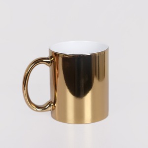 Taza de cerámica personalizada electrochapada de 15 oz, color sólido con asa, chapado en oro de grado A, chapado bicolor para regalos. - Product Image 2