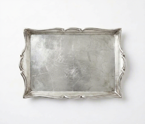 Plateau festonné Florentin en aluminium moulé, finition argent antique, plateau décoratif de luxe en métal, vente en gros, plateaux de service pour l'hôtellerie - Product Image 3