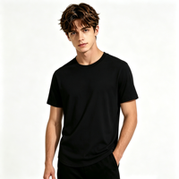 T-shirts pour hommes en coton 100% uni, col rond, manches courtes, coupe ample, logo personnalisé, décontracté, quotidien, streetwear, extérieur