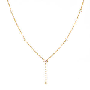 كليورو مقاوم للماء الفولاذ المقاوم للصدأ أربع أوراق البرسيم الزركون على شكل حرف Y قلادة الموضة العصرية مجوهرات النساء - Product Image 2