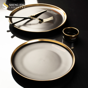 Assiettes en porcelaine noire mate <span class=keywords><strong>de</strong></span> luxe <span class=keywords><strong>de</strong></span> haute qualité, logo personnalisé - durables, compatibles micro-ondes, soldes, commande en gros, réduction - Product Image 3