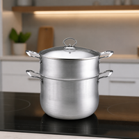 Casserole de cuisine écologique non toxique en acier inoxydable avec base multicouche encapsulée et couvercle en verre trempé