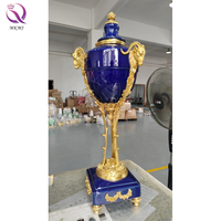 Porcelaine antique américaine, saphir céramique avec laiton, décoration de luxe pour la maison