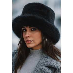 Bonnet en fourrure épaisse de couleur bordeaux, chaud et élégant, chapeau ethnique pour l'extérieur, protection contre le froid, SPK1143 - Product Image 6