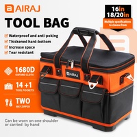 Sac à outils AIRAJ en tissu Oxford 1680D, 14 poches, imperméable, fond rigide, fermeture éclair bidirectionnelle