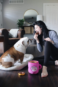 رفاقا الغذاء بوبر القهوة صرير والدونات على شكل كلب التفاعلية جرو لطيف إخفاء والسعي أفخم لعب الكلب حيوان أليف - Product Image 3