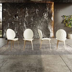 เก้าอี้ห้องนั่งเล่นวินเทจผ้าหนังแท้ที่ทันสมัยที่นั่งในสีดำสีขาวสีเหลืองสำหรับห้องครัว - Product Image 4